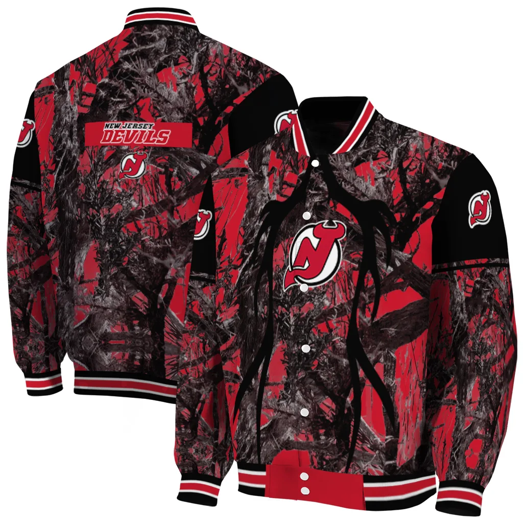 customized new jersey devils antlers motif red black varsity jacket fashion forward customized new jersey devils antlers motif red black varsity jacket fashion forward