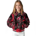 customized new jersey devils antlers motif red black varsity jacket best selling