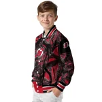 customized new jersey devils antlers motif red black varsity jacket best selling