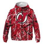 customized new jersey devils brushstroke pattern red windbreaker jacket best selling