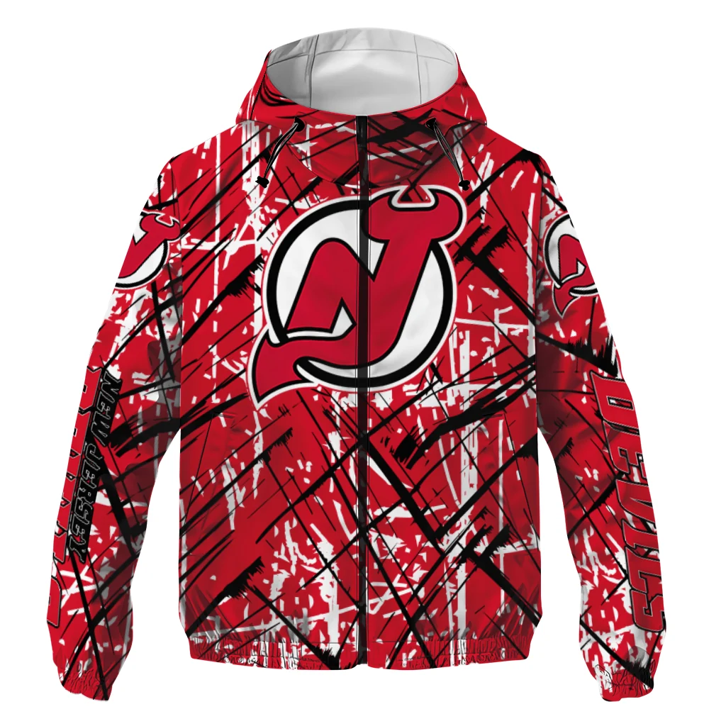 customized new jersey devils brushstroke pattern red windbreaker jacket best selling customized new jersey devils brushstroke pattern red windbreaker jacket best selling