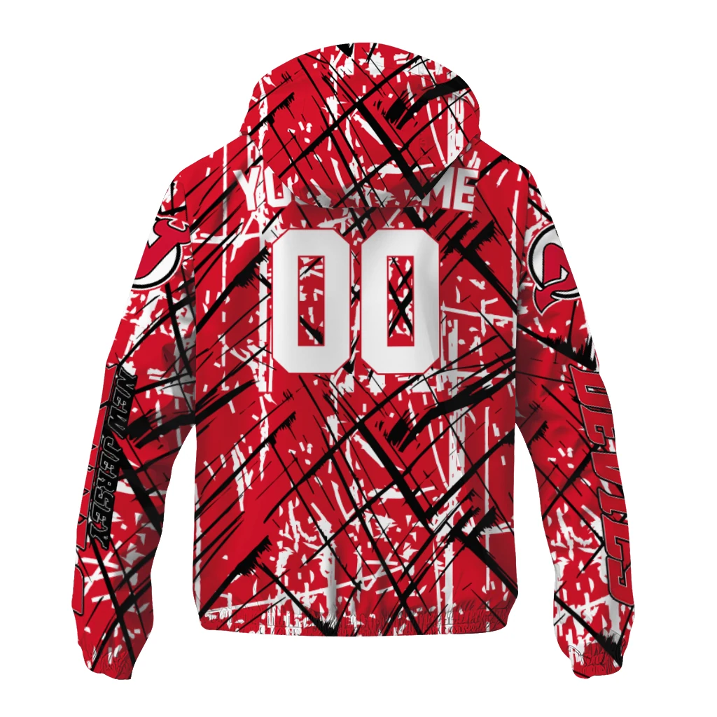 customized new jersey devils brushstroke pattern red windbreaker jacket fashion forward customized new jersey devils brushstroke pattern red windbreaker jacket fashion forward