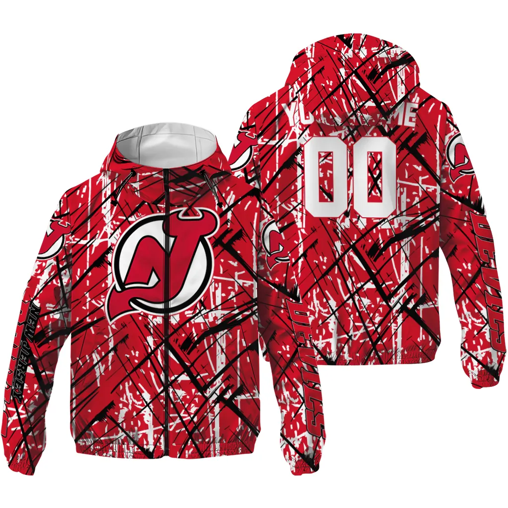 customized new jersey devils brushstroke pattern red windbreaker jacket high quality customized new jersey devils brushstroke pattern red windbreaker jacket high quality