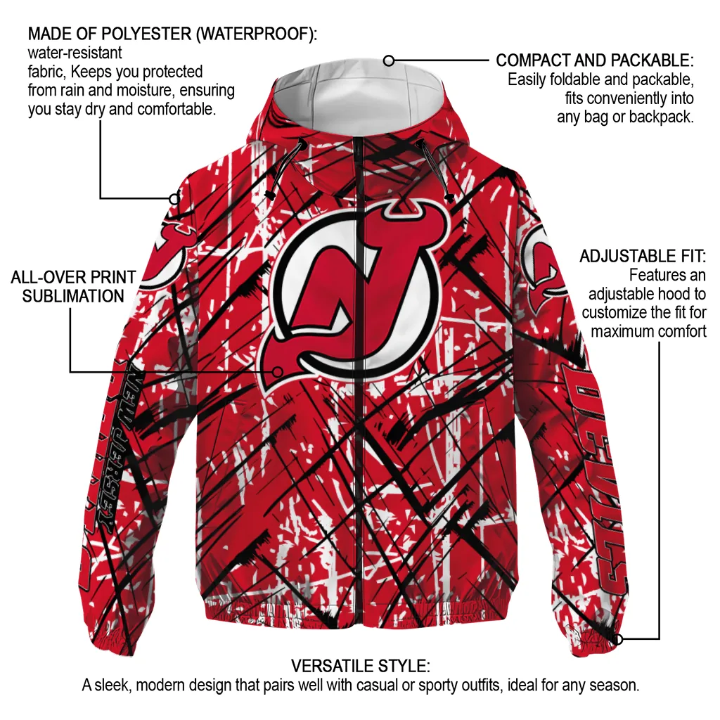 customized new jersey devils brushstroke pattern red windbreaker jacket new arrival customized new jersey devils brushstroke pattern red windbreaker jacket new arrival