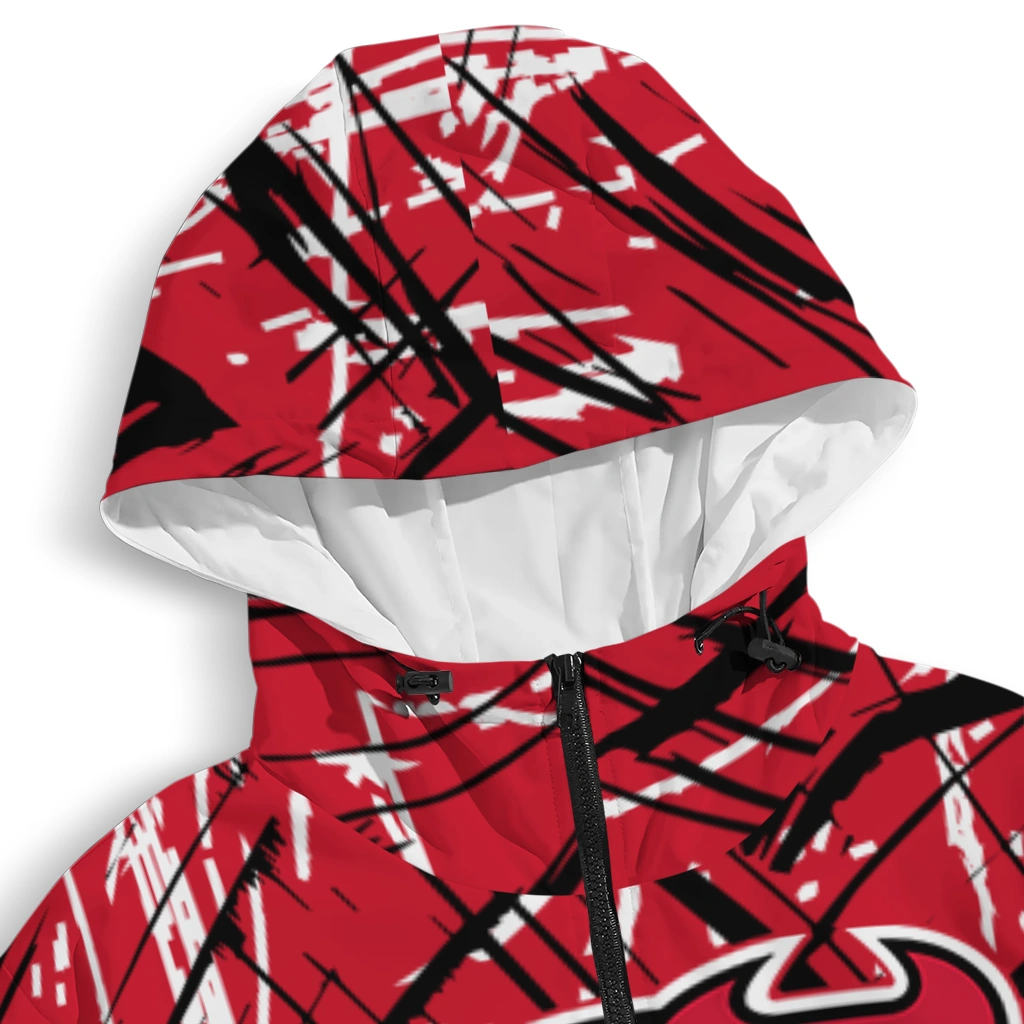 customized new jersey devils brushstroke pattern red windbreaker jacket premium grade customized new jersey devils brushstroke pattern red windbreaker jacket premium grade