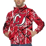customized new jersey devils brushstroke pattern red windbreaker jacket best selling