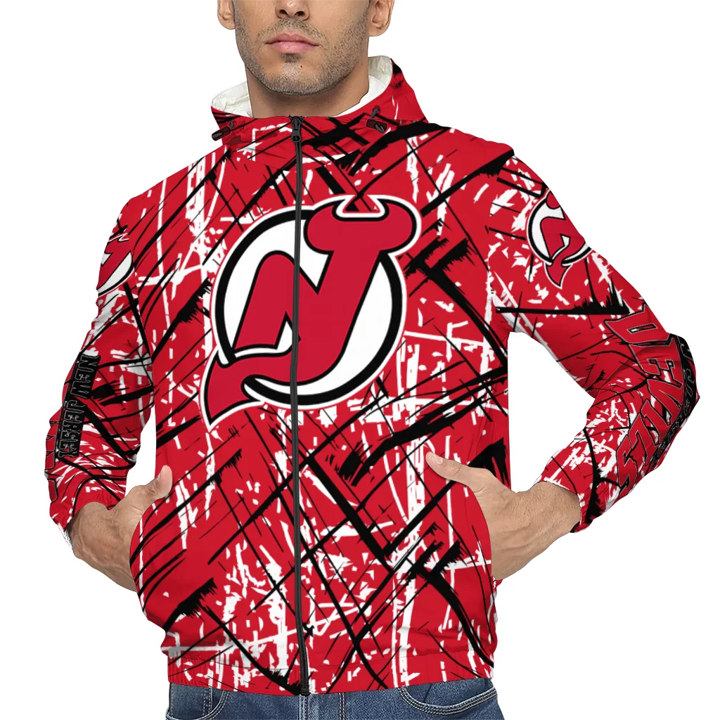 customized new jersey devils brushstroke pattern red windbreaker jacket top rated customized new jersey devils brushstroke pattern red windbreaker jacket top rated