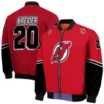 customized new jersey devils chevron style red bomber jacket best selling