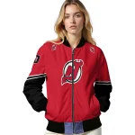 customized new jersey devils chevron style red bomber jacket best selling