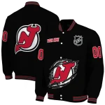 customized new jersey devils claw cut black varsity jacket best selling