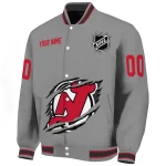 customized new jersey devils claw streak grey varsity jacket best selling