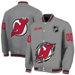 customized new jersey devils claw streak grey varsity jacket best selling