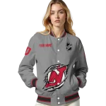 customized new jersey devils claw streak grey varsity jacket best selling