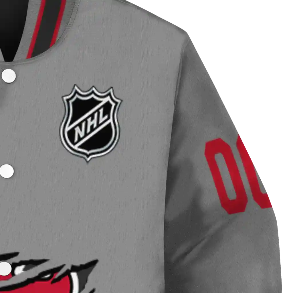 customized new jersey devils claw streak grey varsity jacket premium grade customized new jersey devils claw streak grey varsity jacket premium grade