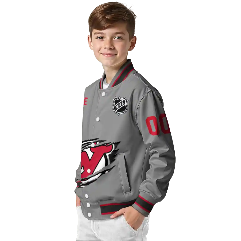 customized new jersey devils claw streak grey varsity jacket trendy customized new jersey devils claw streak grey varsity jacket trendy