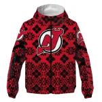 customized new jersey devils geometric blossom red windbreaker jacket best selling