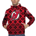 customized new jersey devils geometric blossom red windbreaker jacket best selling