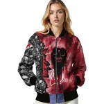 customized new jersey devils skull cluster red bomber jacket best selling