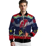 customized new jersey devils spongebob playtime red blue bomber jacket best selling