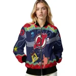customized new jersey devils spongebob playtime red blue bomber jacket best selling