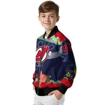 customized new jersey devils spongebob playtime red blue bomber jacket best selling