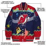 customized new jersey devils spongebob playtime red blue varsity jacket best selling