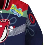 customized new jersey devils spongebob playtime red blue varsity jacket best selling