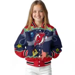 customized new jersey devils spongebob playtime red blue varsity jacket best selling