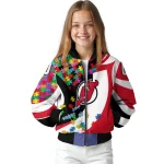 customized new jersey devils stars and stripes slashes red bomber jacket best selling