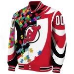 customized new jersey devils stars and stripes slashes red varsity jacket best selling