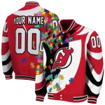 customized new jersey devils stars and stripes slashes red varsity jacket best selling