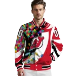 customized new jersey devils stars and stripes slashes red varsity jacket best selling