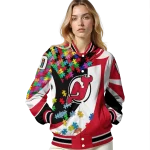customized new jersey devils stars and stripes slashes red varsity jacket best selling