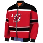 customized new jersey devils stripe statement red black bomber jacket best selling
