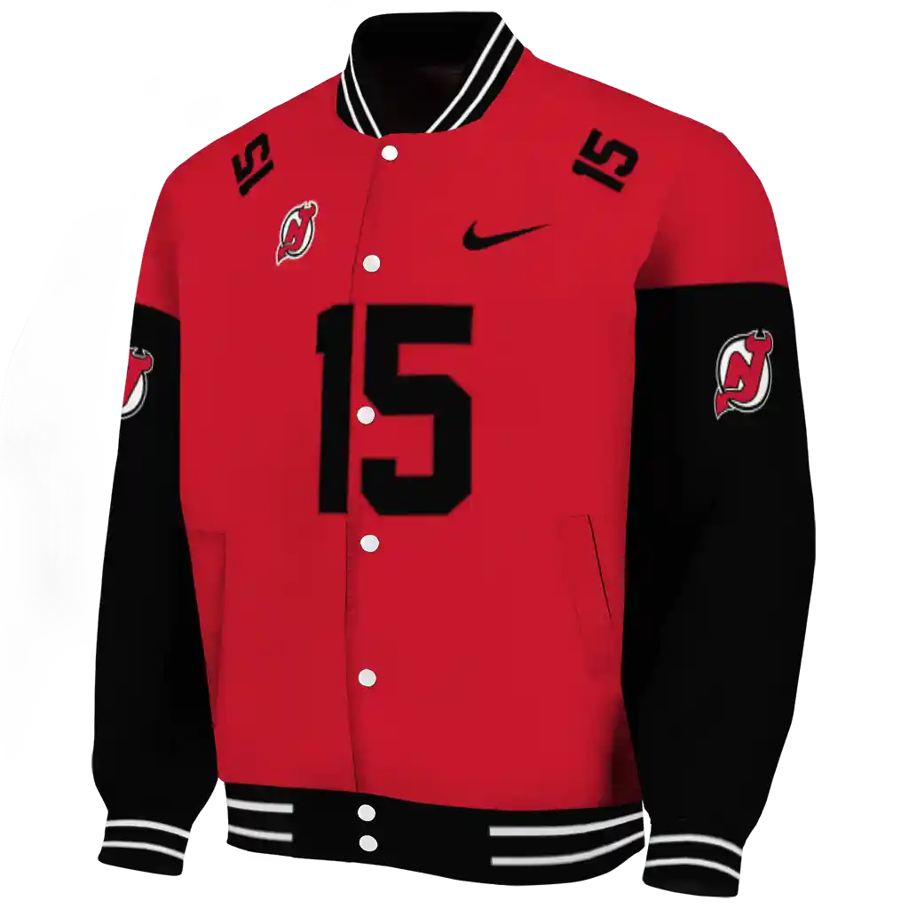customized new jersey devils team patch red varsity jacket best selling customized new jersey devils team patch red varsity jacket best selling
