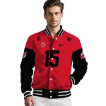 customized new jersey devils team patch red varsity jacket best selling