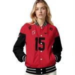 customized new jersey devils team patch red varsity jacket best selling