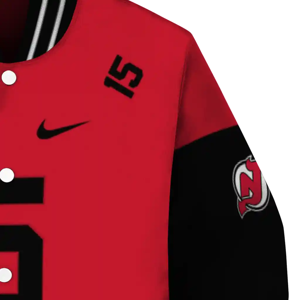 customized new jersey devils team patch red varsity jacket premium grade customized new jersey devils team patch red varsity jacket premium grade