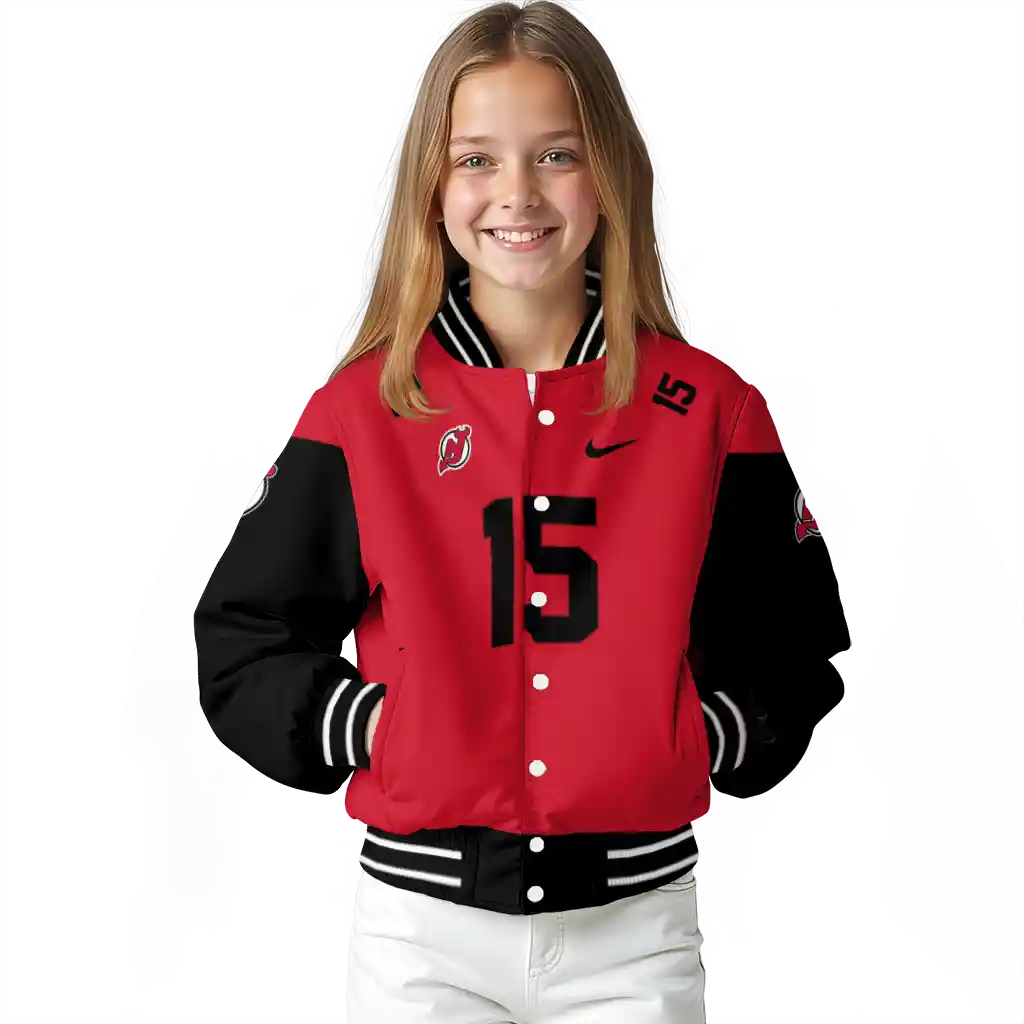 customized new jersey devils team patch red varsity jacket top rated customized new jersey devils team patch red varsity jacket top rated