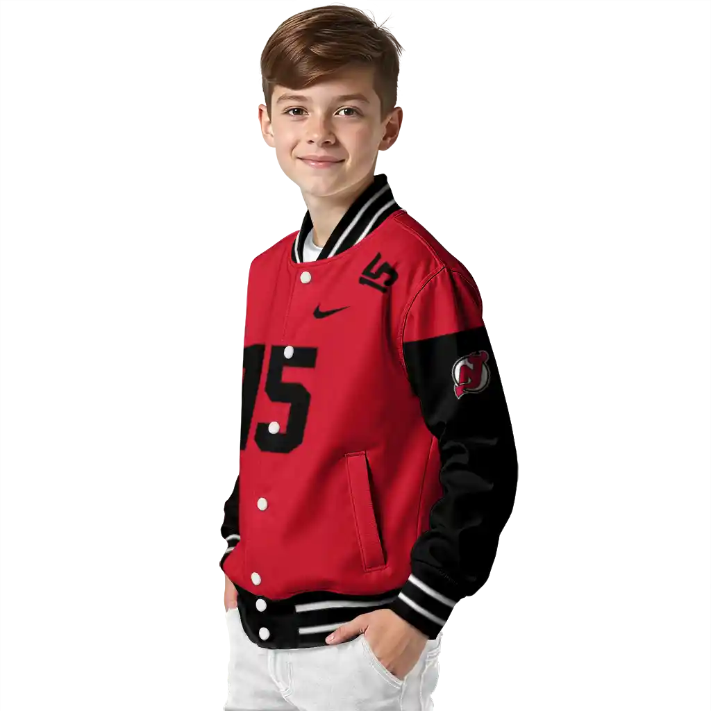 customized new jersey devils team patch red varsity jacket trendy customized new jersey devils team patch red varsity jacket trendy