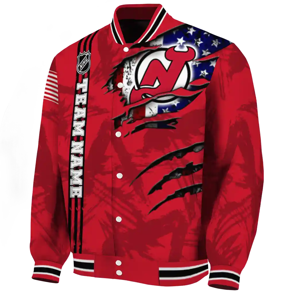 customized new jersey devils usa flag rips red varsity jacket best selling customized new jersey devils usa flag rips red varsity jacket best selling