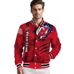 customized new jersey devils usa flag rips red varsity jacket best selling