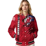 customized new jersey devils usa flag rips red varsity jacket best selling
