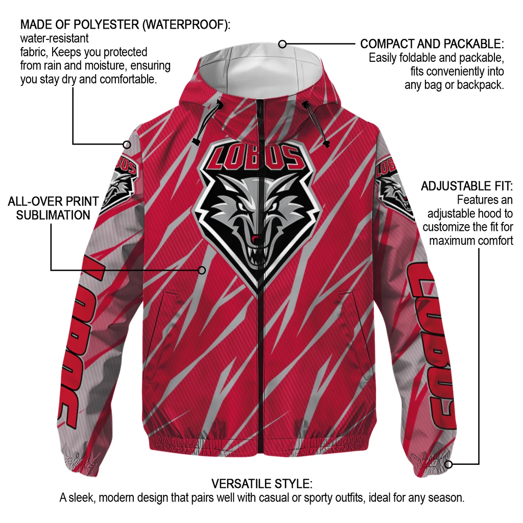 customized new mexico lobos abstract streaks red windbreaker jacket new arrival customized new mexico lobos abstract streaks red windbreaker jacket new arrival