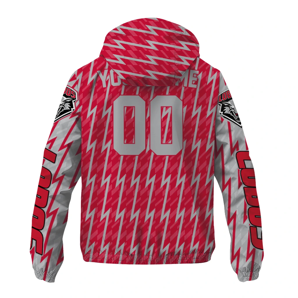 customized new mexico lobos lightning strike grid red windbreaker jacket fashion forward customized new mexico lobos lightning strike grid red windbreaker jacket fashion forward