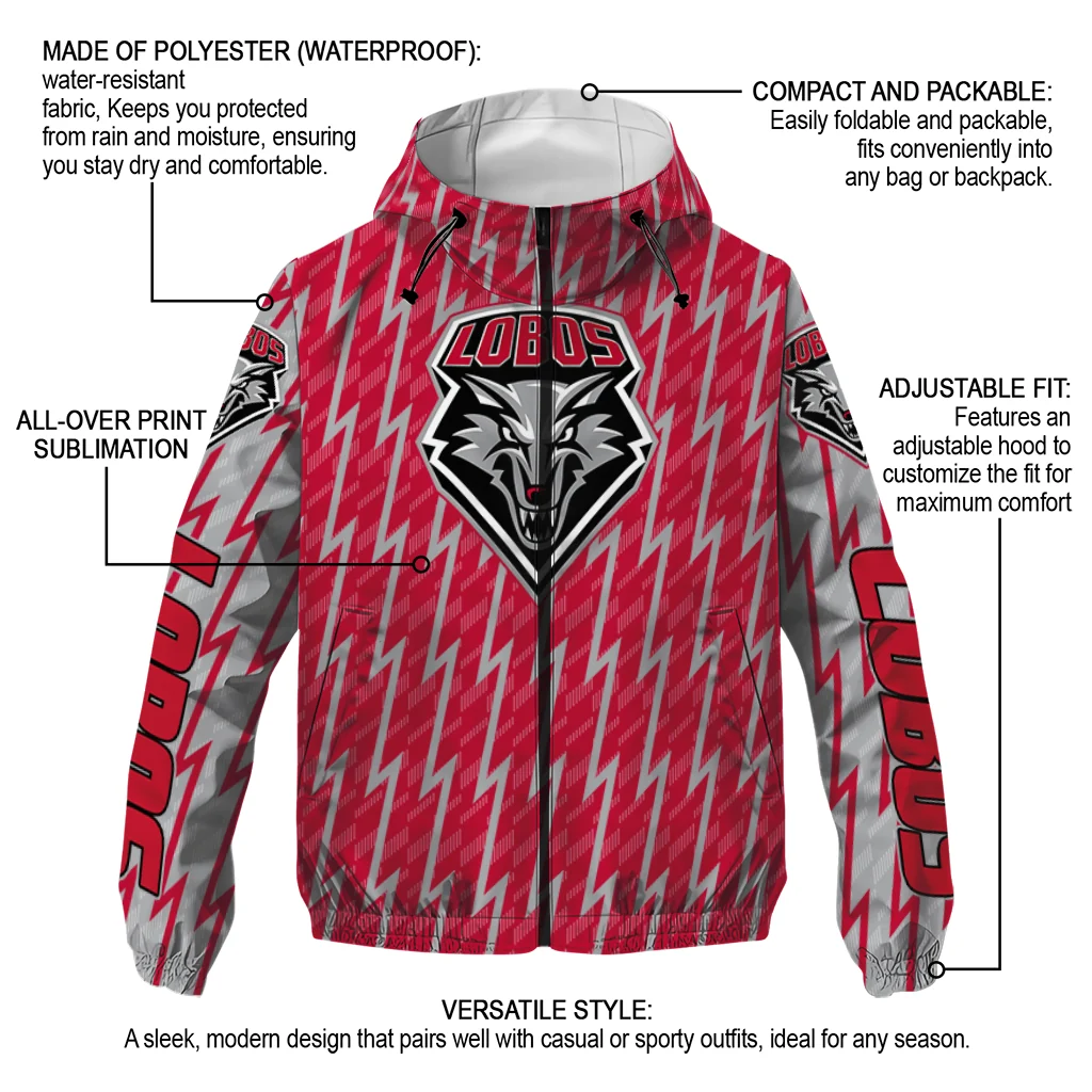 customized new mexico lobos lightning strike grid red windbreaker jacket new arrival customized new mexico lobos lightning strike grid red windbreaker jacket new arrival