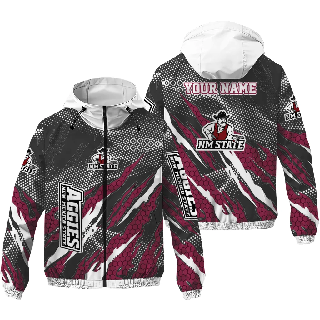 customized new mexico state aggies claw mesh crimson gray windbreaker jacket high quality customized new mexico state aggies claw mesh crimson gray windbreaker jacket high quality