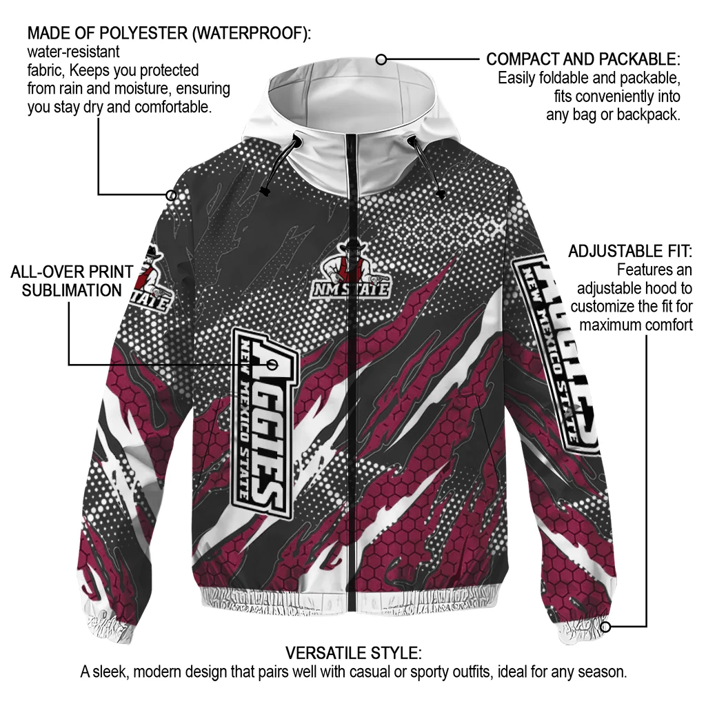 customized new mexico state aggies claw mesh crimson gray windbreaker jacket new arrival customized new mexico state aggies claw mesh crimson gray windbreaker jacket new arrival