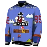 customized new mexico state aggies mario blocks blue black varsity jacket best selling