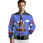 customized new mexico state aggies mario blocks blue black varsity jacket best selling